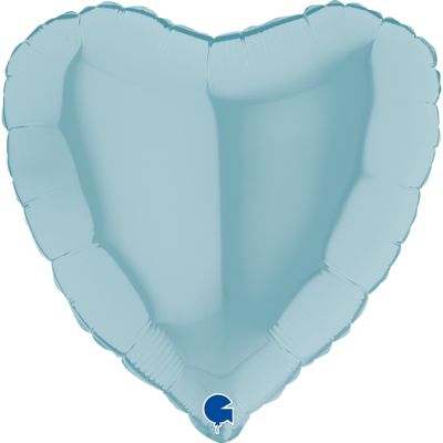 Grabo Foil Solid Colour Heart 46cm (18") Pastel Blue (Unpackaged)