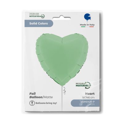 Grabo Foil Solid Colour Heart 46cm (18") Matte Green