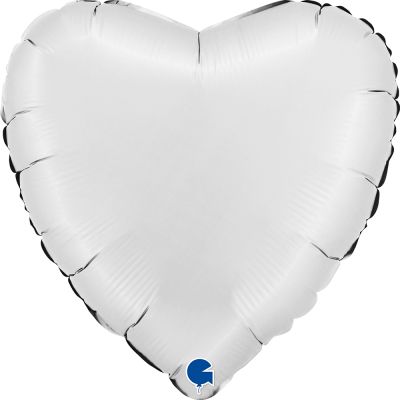 Grabo Foil Solid Colour Heart 46cm (18") Satin White (Unpackaged)
