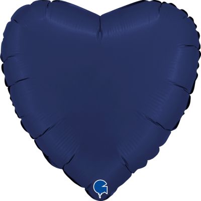 Grabo Foil Solid Colour Heart 46cm (18") Satin Navy Blue (unpackaged)