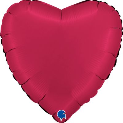 Grabo Foil Solid Colour Heart 46cm (18") Satin Cherry (Unpackaged)