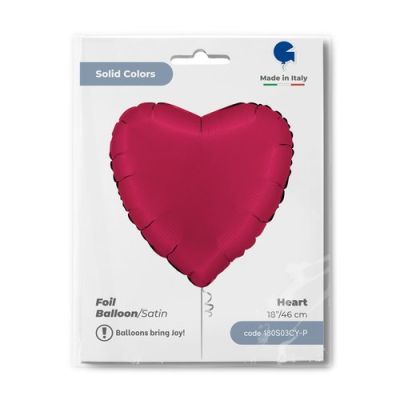 Grabo Foil Solid Colour Heart 46cm (18") Satin Cherry