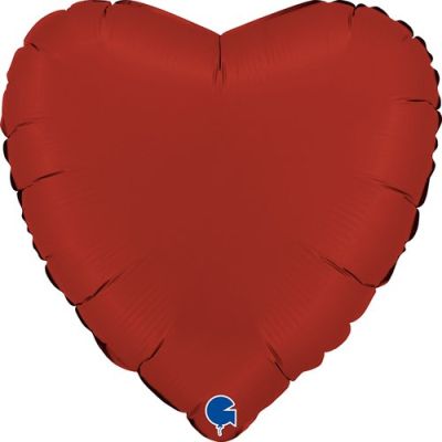 Grabo Foil Solid Colour Heart 46cm (18") Satin Rubin Red (Unpackaged)