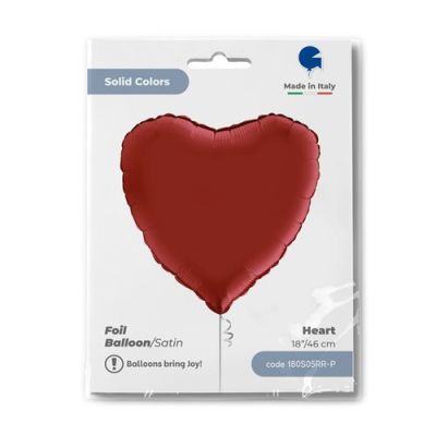 Grabo Foil Solid Colour Heart 46cm (18") Satin Rubin Red
