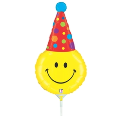 Betallic Microfoil 35cm (14") Smiley Party Hat - Air fill (unpackaged)