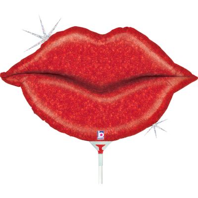 Betallic Microfoil 35cm (14&quot;) Glitter Kissy Lips (Air Fill & Unpackaged)