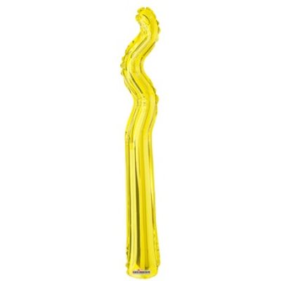 Kaleidoscope 14&quot; Kurly Zig Zag Yellow - Air fill (unpackaged) (Discontinued)