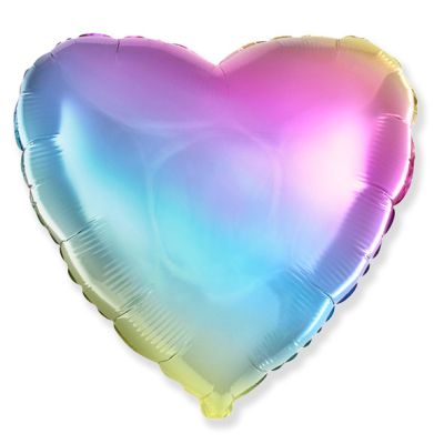 FM Foil 45cm (18&quot;) Heart - Gradient Pastel Rainbow (Unpackaged)