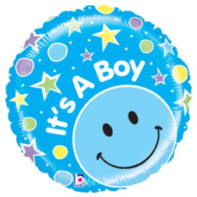 Betallic Foil 53cm (21") Mighty Bright Smiley It&#039;s a Boy (Discontinued)