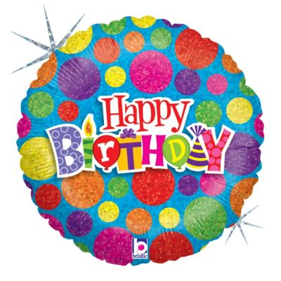 Betallic Holographic Foil 45cm (18&quot;) Dot Dot Happy Birthday (Discontinued)