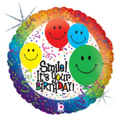 Betallic Holographic Foil 45cm (18&quot;) Smile It&#039;s Your Birthday (Discontinued)