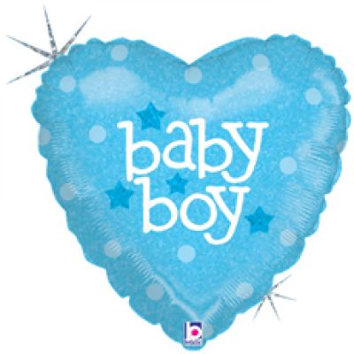 Betallic Foil 45cm (18&quot;) Baby Boy Heart Holographic