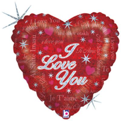 Betallic Foil 45cm (18&quot;) Sparkling Love Heart Holographic (Discontinued)