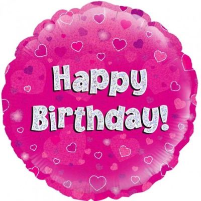 Oaktree Foil 45cm Happy Birthday Pink Holographic