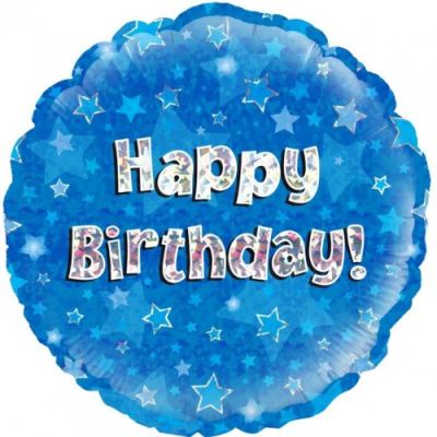 Oaktree Foil 45cm Happy Birthday Blue Holographic
