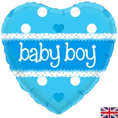 Oaktree Foil 45cm (18") Baby Boy Blue Heart