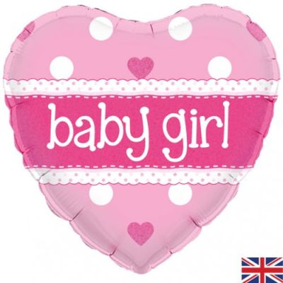 Oaktree Foil 45cm (18") Baby Girl Pink Heart