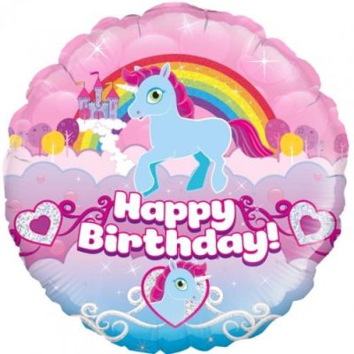 Oaktree Foil 45cm (18") Happy Birthday Rainbow Unicorn