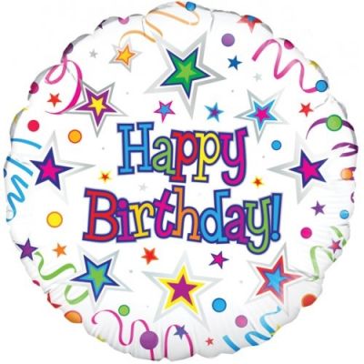Oaktree Foil 45cm Happy Birthday Ribbon & Stars