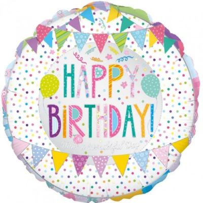 Oaktree Foil 45cm (18") Happy Birthday Patchwork Bunting