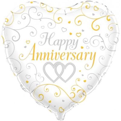 Oaktree Foil 45cm (18") Happy Anniversary Linked Hearts