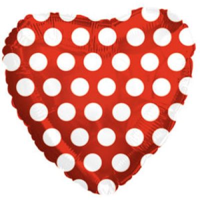 CTI Foil Heart 45cm (18&quot;) Red With White Polka Dots (Discontinued)