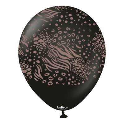 Kalisan Printed Latex 25/30cm (12") Black Safari Mutant with Dark Brown Print