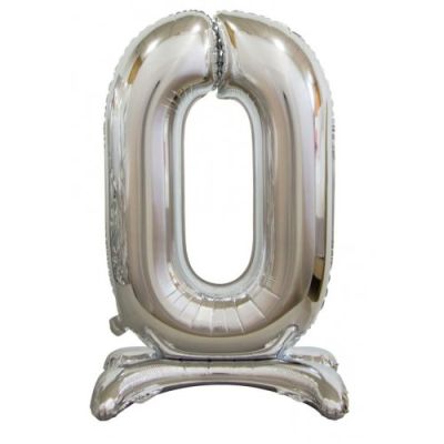 Decrotex Foil 76cm (30&quot;) Giant Standing Silver Luxe Number 0 (Air Fill)
