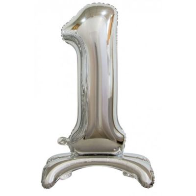Decrotex Foil 76cm (30&quot;) Giant Standing Silver Luxe Number 1 (Air Fill)