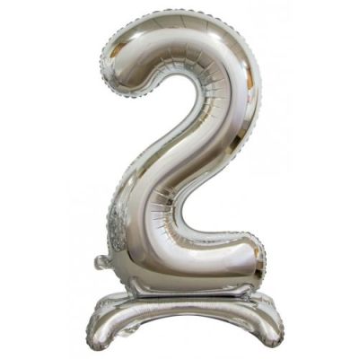 Decrotex Foil 76cm (30&quot;) Giant Standing Silver Luxe Number 2 (Air Fill)