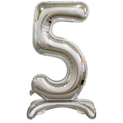 Decrotex Foil 76cm (30&quot;) Giant Standing Silver Luxe Number 5 (Air Fill)