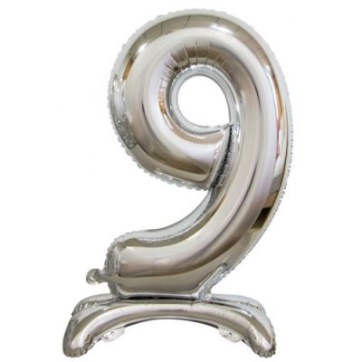 Decrotex Foil 76cm (30&quot;) Giant Standing Silver Luxe Number 9 (Air Fill)