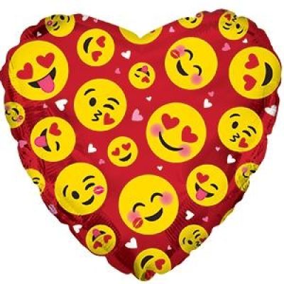 CTI Microfoil 22cm (9&quot;) Smile Faces Love Red - Air fill (unpackaged) (Discontinued)