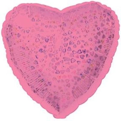 CTI Foil Heart 45cm (18&quot;) Prismatic Pattern Pink (Unpackaged) (Discontinued)