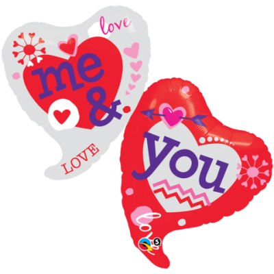 Qualatex Foil Shape 106cm (42") You & Me Two Hearts