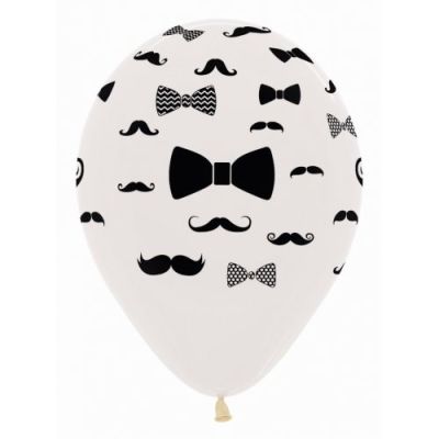DTX (Sempertex) Balloon 25/30cm Crystal Clear Mustache and Bowties
