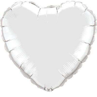 Qualatex Micro-Foil Solid Heart 22cm (9") Metallic Silver (Air Fill & Unpackaged)