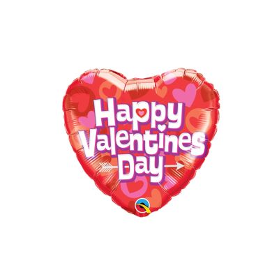 Qualatex Micro-Foil 22cm (9") Valentine's Day Hearts and Arrows (Air Fill & Unpackaged)