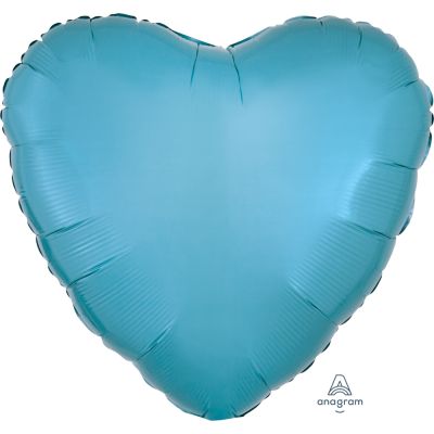 Anagram Foil Solid Colour Heart 45cm (18&quot;) Caribbean Blue-unpackaged