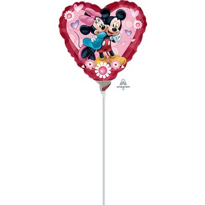 Anagram Licensed Microfoil 22cm (9&quot;) Mickey &amp; Minnie Heart (Air Fill & Unpackaged) (Discontinued)