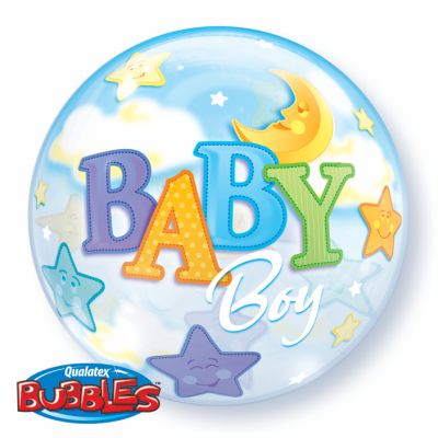 Qualatex Bubble 56cm (22") Baby Boy Moon and Stars