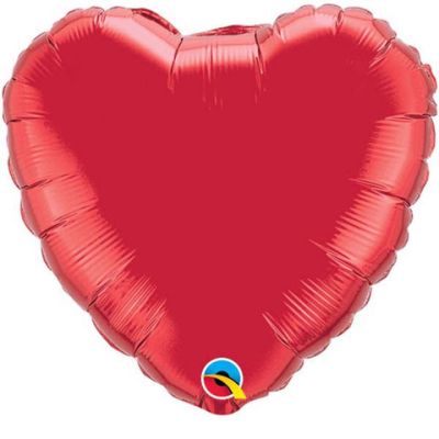 Qualatex Micro-Foil Solid Heart 10cm (4") Ruby Red (Air Fill & Unpackaged)