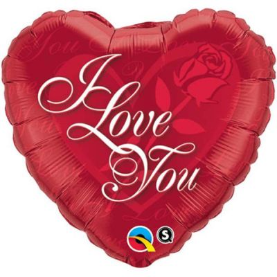 Qualatex Foil Heart 45cm (18") I Love You Red Rose