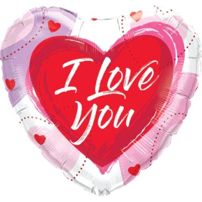 Qualatex Heart Foil 45cm (18") I Love You Brushed Hearts