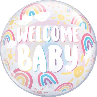 Qualatex Bubble 56cm (22") Welcome Baby Boho Rainbows
