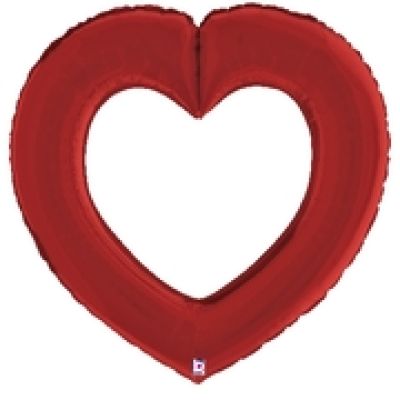 Betallic Foil Shape 104cm (41") Linking Heart Satin Red