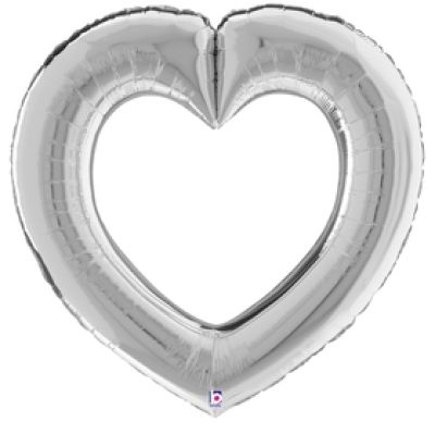 Betallic Foil Shape 104cm (41&quot;) Linking Heart Silver