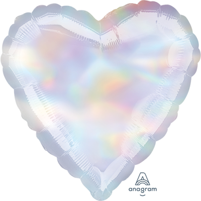 Anagram Foil Solid Colour Heart 45cm (18&quot;) Holographic Iridescent-unpackaged