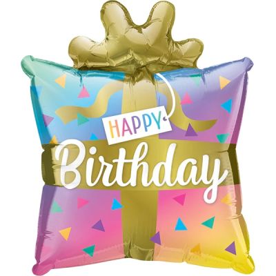 Qualatex Micro-Foil 35cm (14&quot;) Shape Birthday Present (Air Fill &amp; Unpackaged)