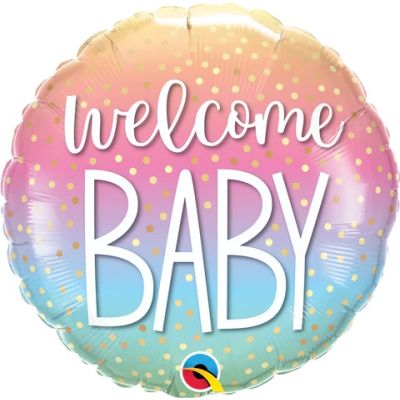Qualatex Micro-Foil 10cm (4") Welcome Baby Rainbow Confetti Dots (Air Fill & Unpackaged)